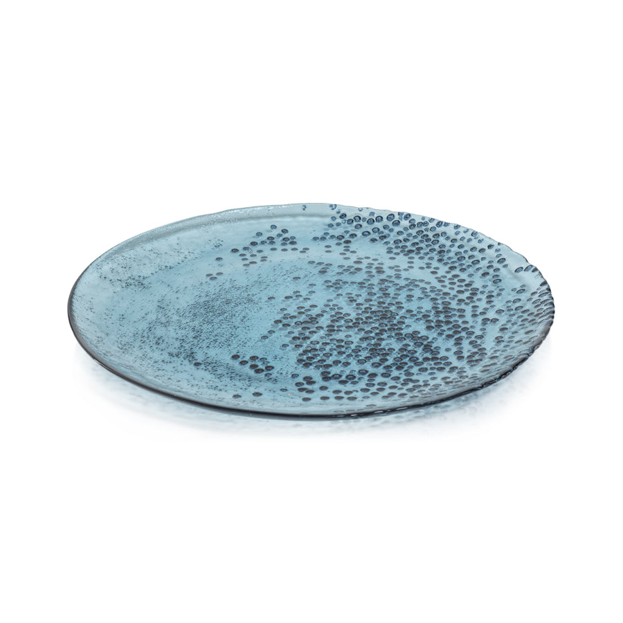 Dotted Glass Plate - Blue