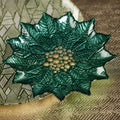Poinsettia Glass Plate - Gold & Green - Set of 6 - Tableware by Carlyle Avenue
