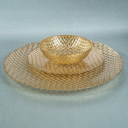 Braided Glass Plate - Gold - Serveware by Carlyle Avenue