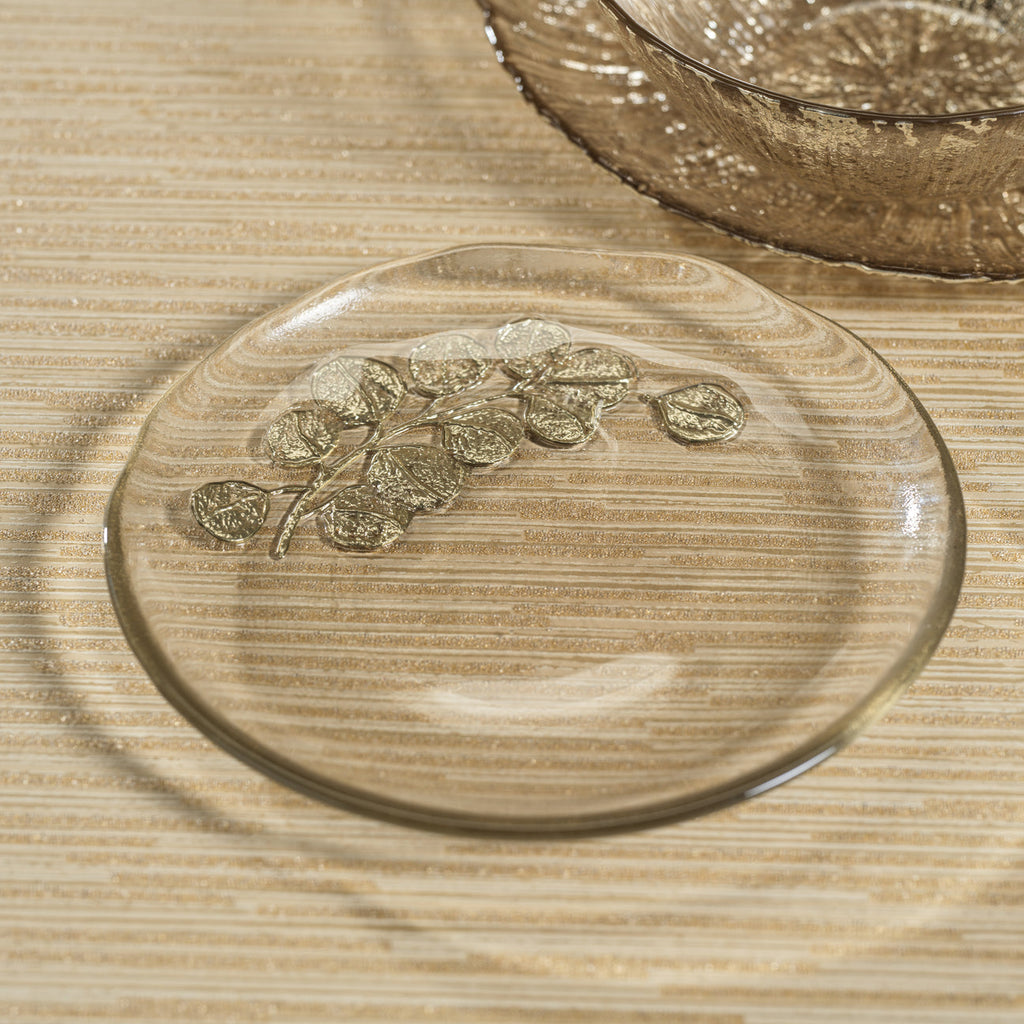 Eucalyptus Design Glass Dessert Plate, Set of 6 - Plates by Carlyle Avenue