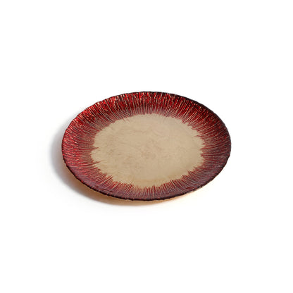 Celestial Rim Glass Dessert Plate - Gold & Red