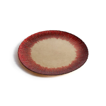 Celestial Rim Glass Dessert Plate - Gold & Red