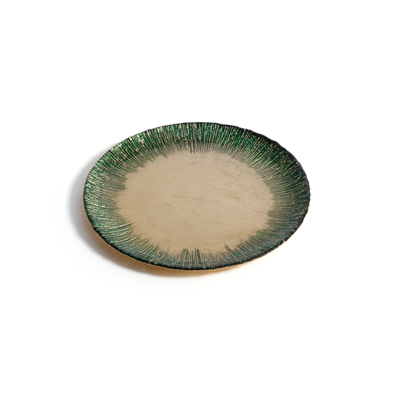Celestial Rim Glass Dessert Plate - Gold & Green