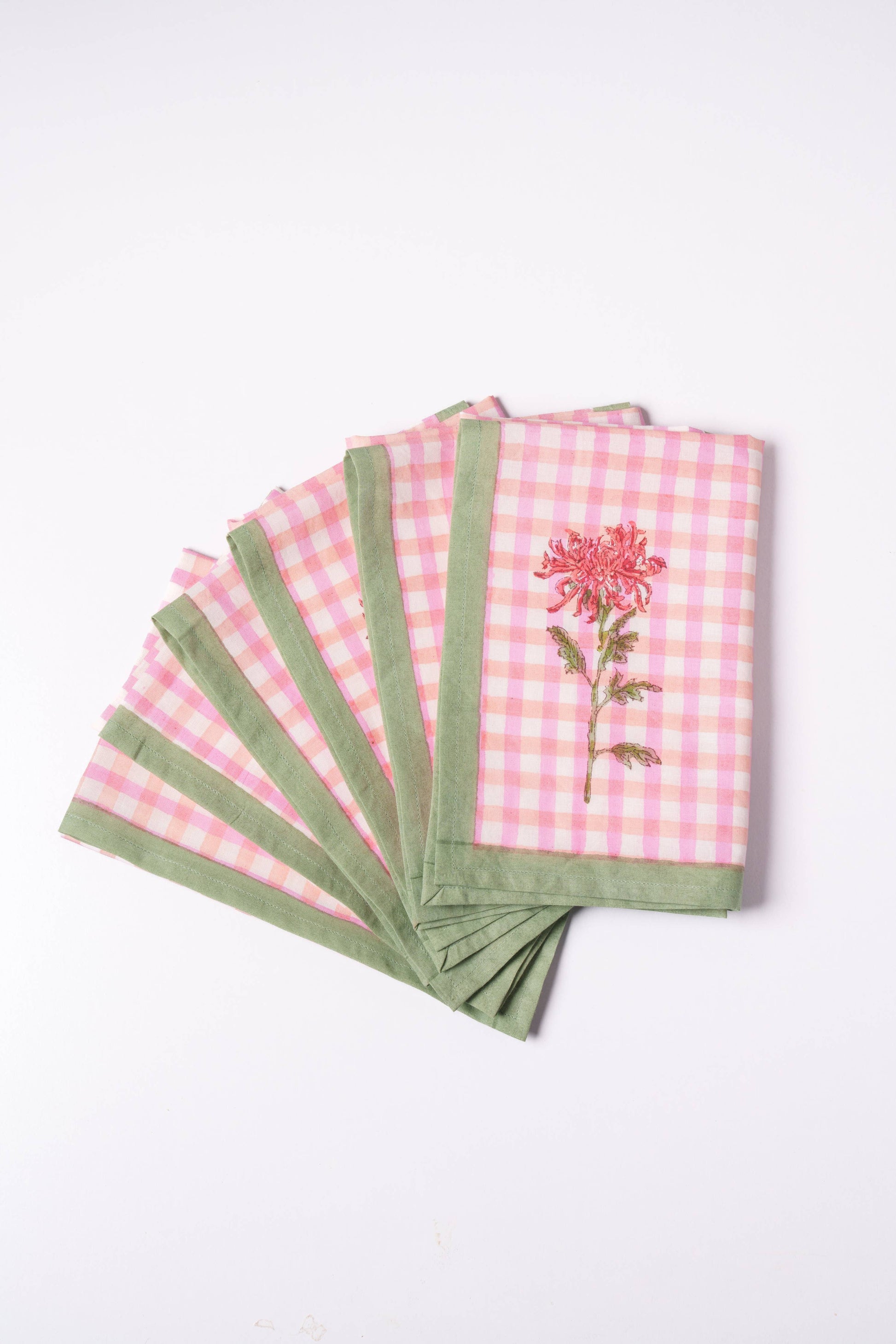 Dahlia Gingham Blockprint Napkins, Set of 4 - Tableware by Carlyle Avenue