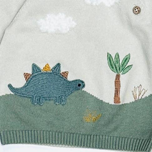 Dino Applique Button Baby Pullover Sweater (Organic)