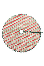 Scalloped Blockprint Quilted Tree Skirt in Araminta Green