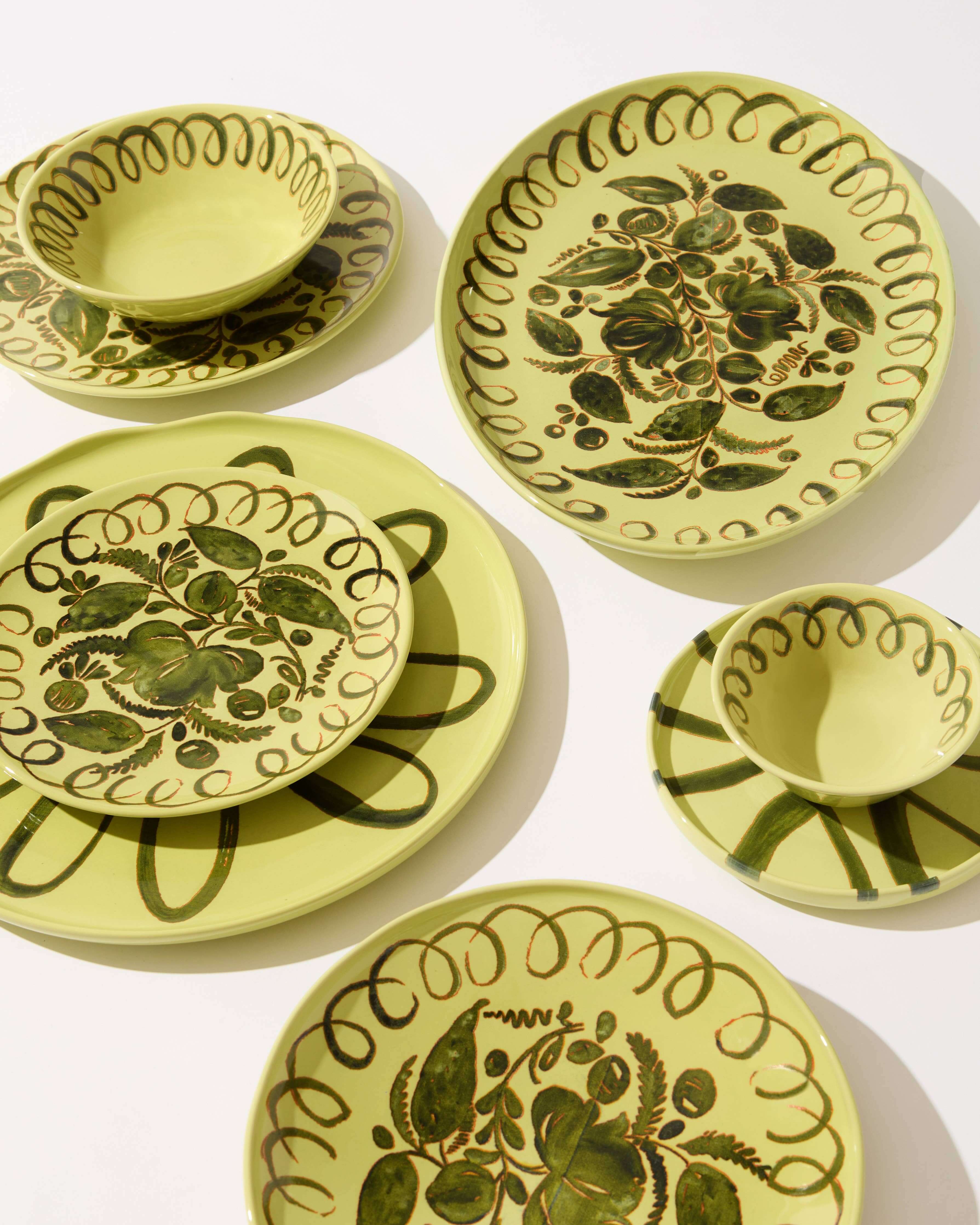 Amalfi Dinner Plate Lime - 10.6" Diameter in a collection of hand-painted ceramic dinnerware.