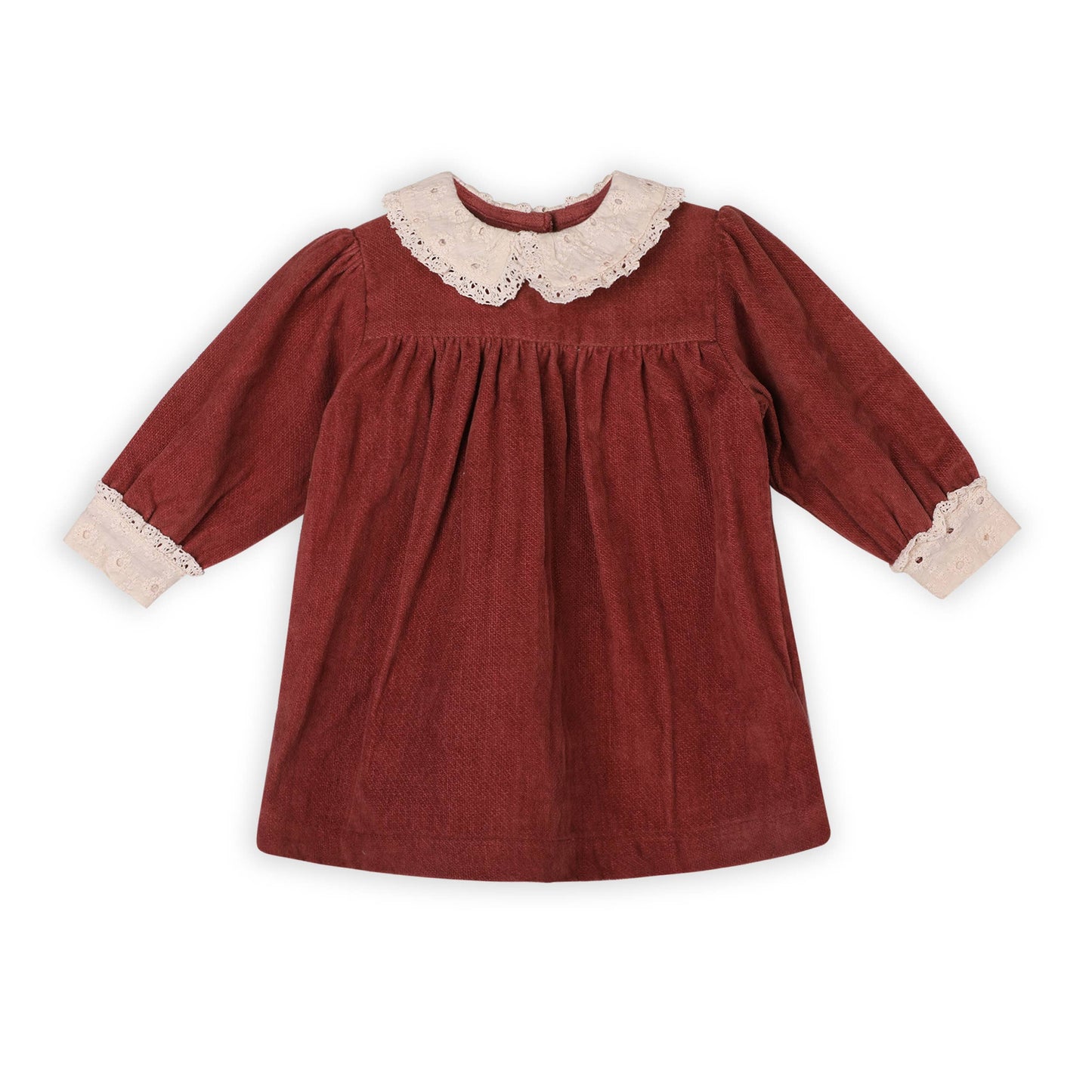 Lace Collar Velvet Baby Girl Dress & Bloomer Set (Organic)