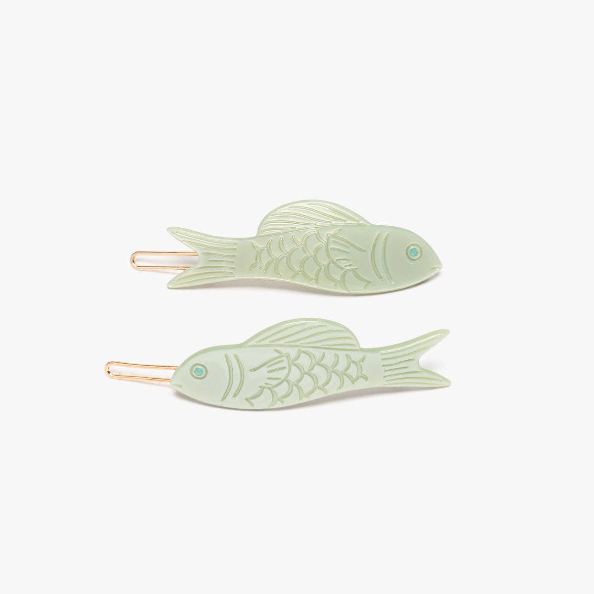 Jade Green Acetate Fish Women's Hair Clip Barrette Set -  by Carlyle Avenue