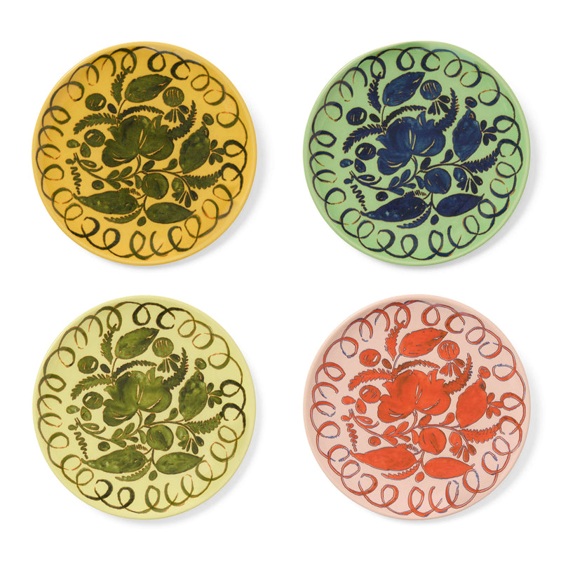 Amalfi Dessert Plate Lime - 9.1" Diameter in vibrant colors, showcasing Mediterranean artisan designs.