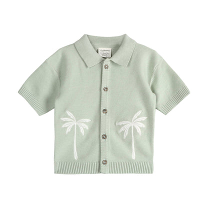 Palm Trees Embroidered Baby Shirt & Shorts Set (Organic)