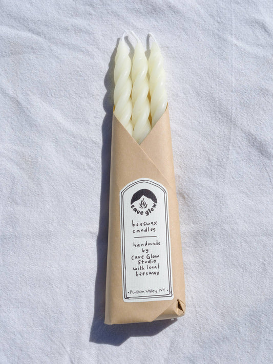 White Beeswax Taper Candles Set of 3