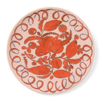 Amalfi Dessert Plate Pink - 9.1" Diameter featuring intricate hand-painted floral design on warm pink ceramic.