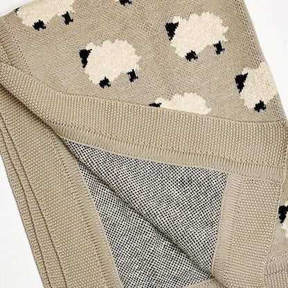 Furry Sheep - Organic Cotton Jacquard Knit Baby Blanket - Baby Blanket by Carlyle Avenue