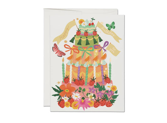 Whimsical Cake birthday greeting card