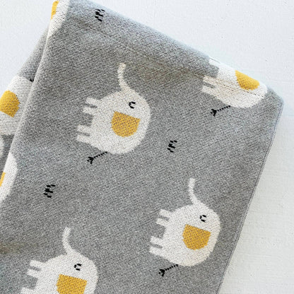 Elephant - Organic Cotton Jacquard Sweater Knit Baby Blanket - Baby Blanket by Carlyle Avenue