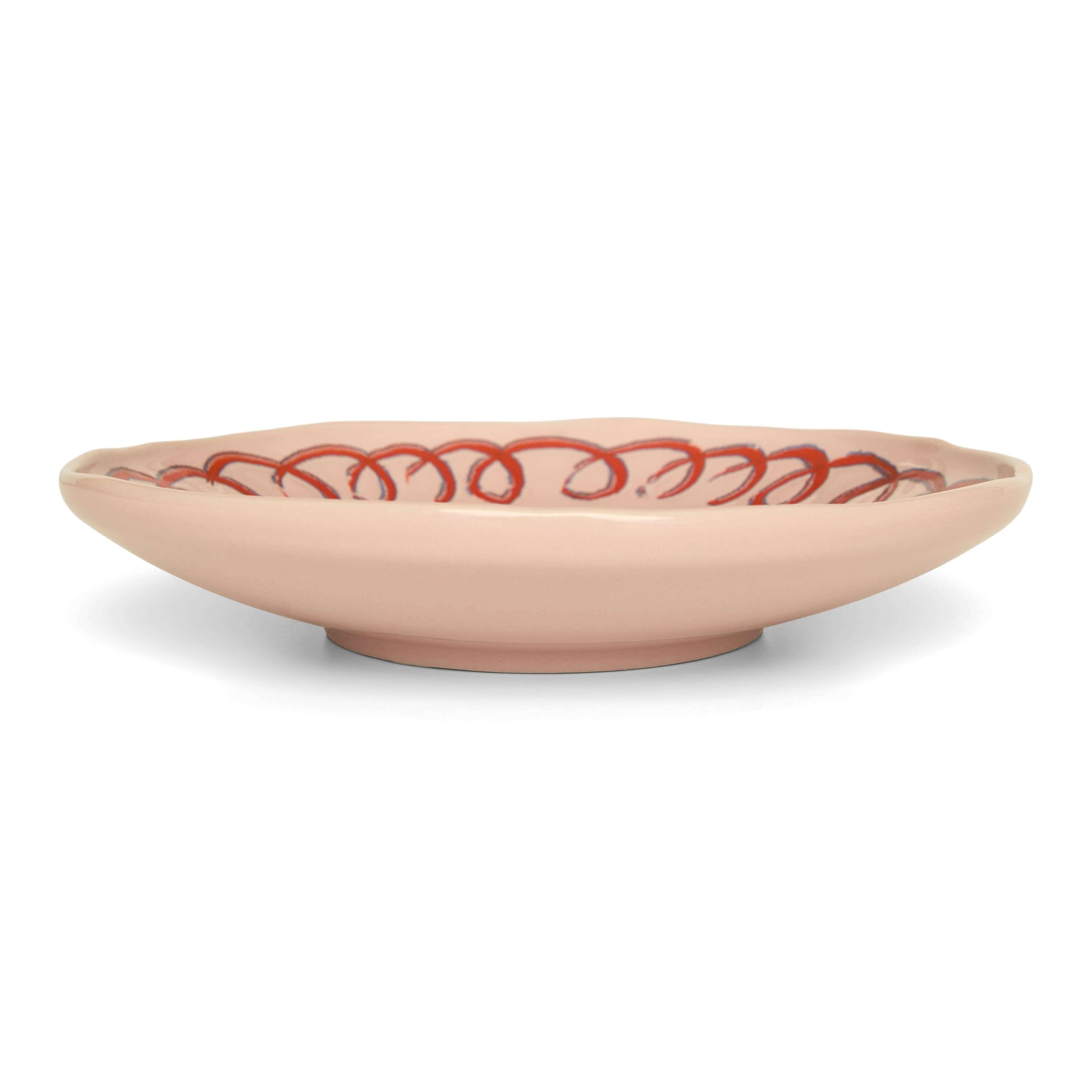 Amalfi Dessert Plate Pink - 9.1" Diameter with decorative rim design showcasing artisan craftsmanship