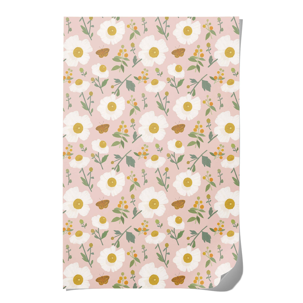 White Poppies wrapping paper - Gift Wrap by Carlyle Avenue