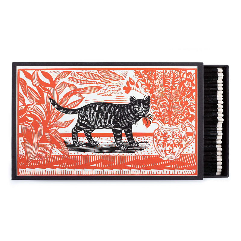 Sasha | Giant - Safety Matches featuring an illustrated cat and plant design on the matchbox.