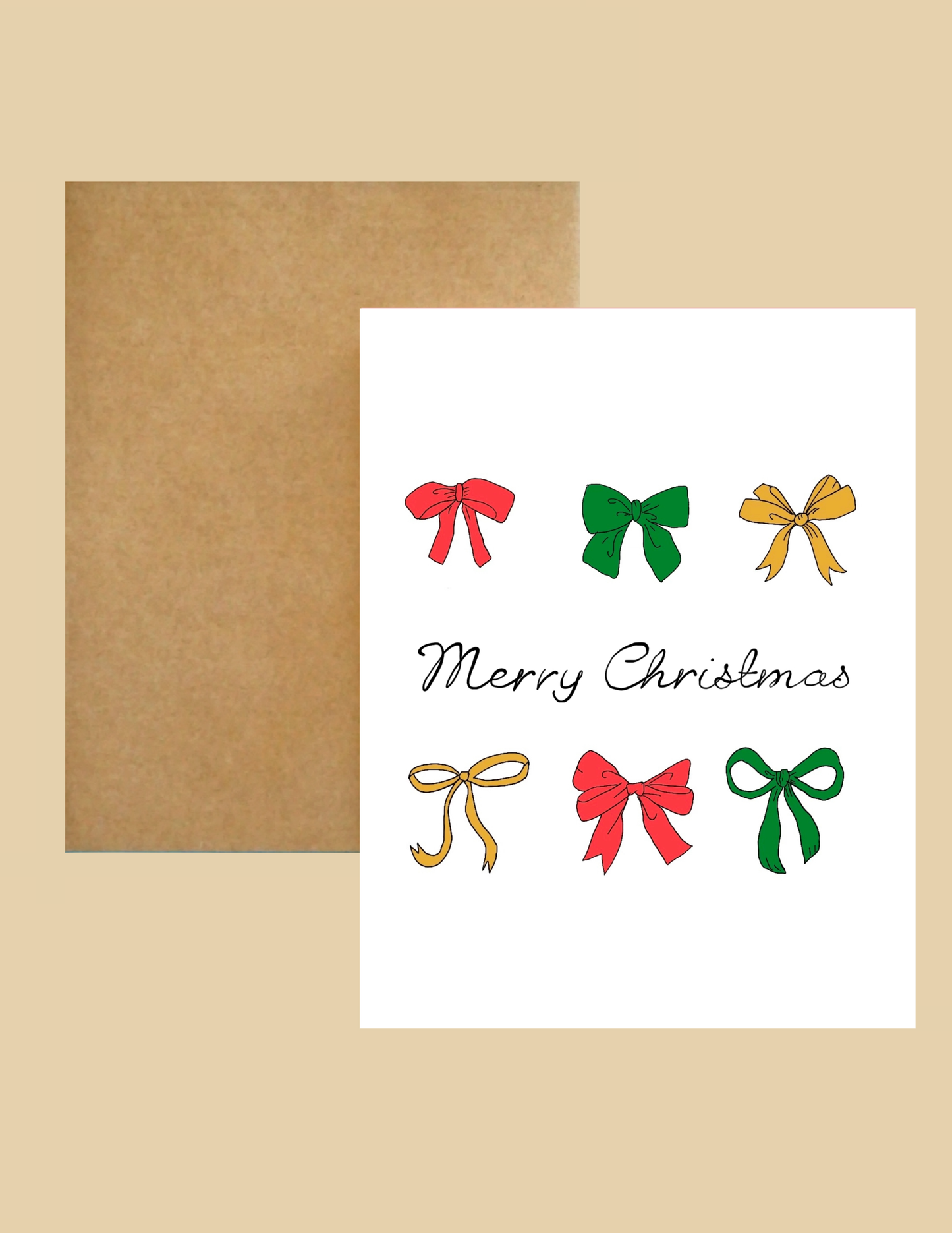 Greeting Card - Bows & Merry Christmas