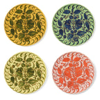 Amalfi Dinner Plate Mustard - 10.6" Diameter featuring vibrant hand-painted floral designs in assorted colors.