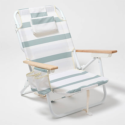 Deluxe Beach Chair La Palma Sage Stripe -  by Carlyle Avenue
