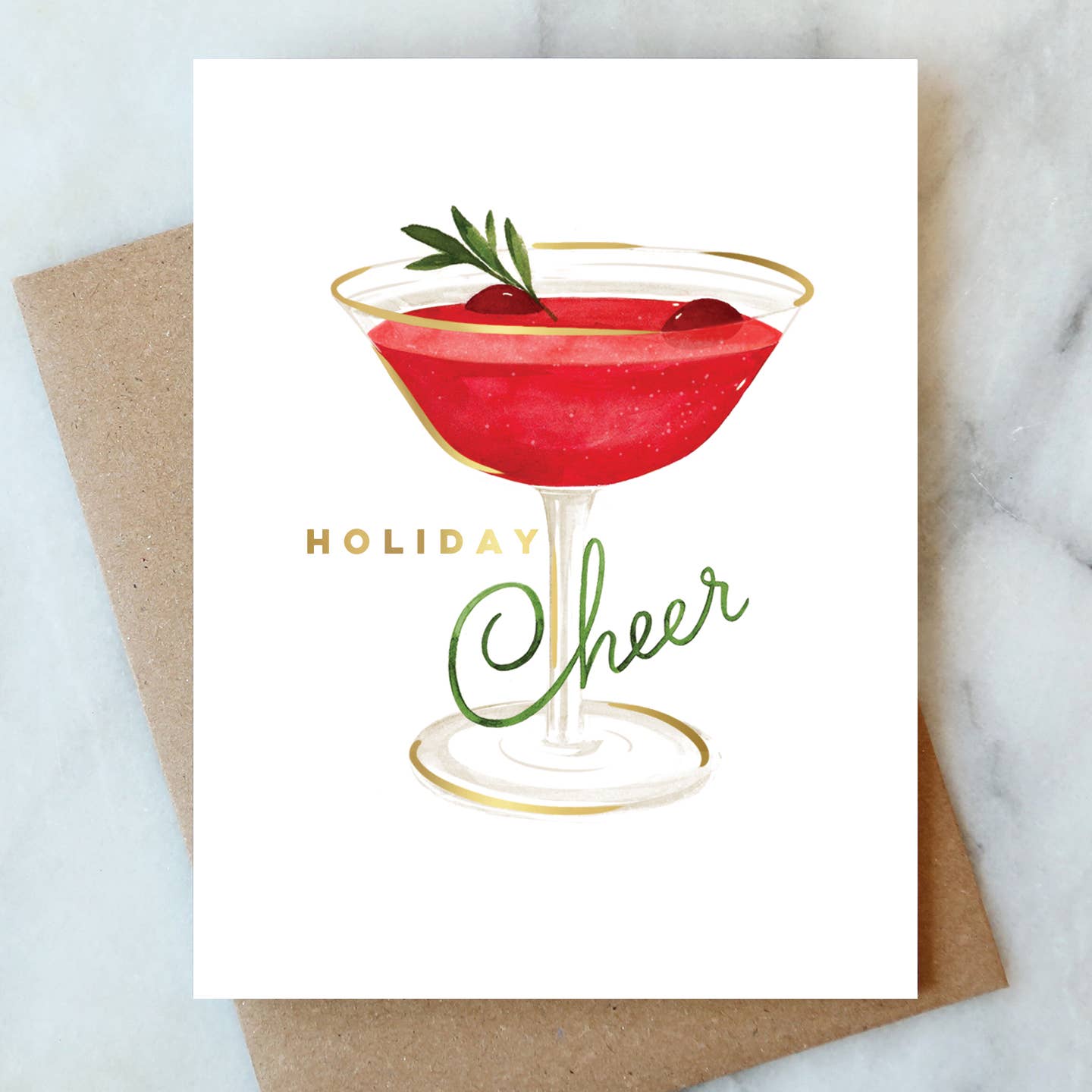 Cranberry Cocktail Greeting Card | Christmas Holiday Card