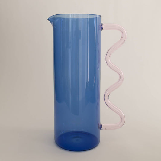 Wave Pitcher, Blue/Pink