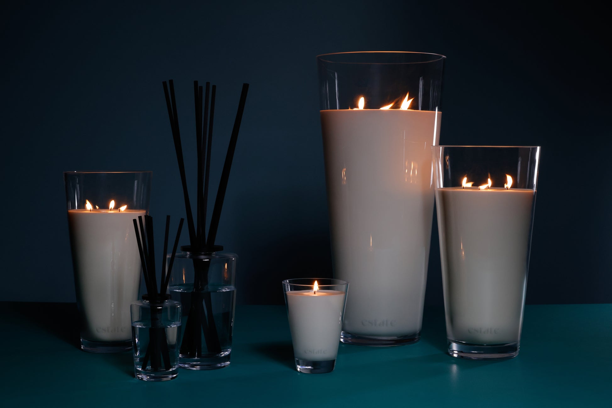 Estate Candle Collection - Clear - Aqua - Home Fragrance by Carlyle Avenue
