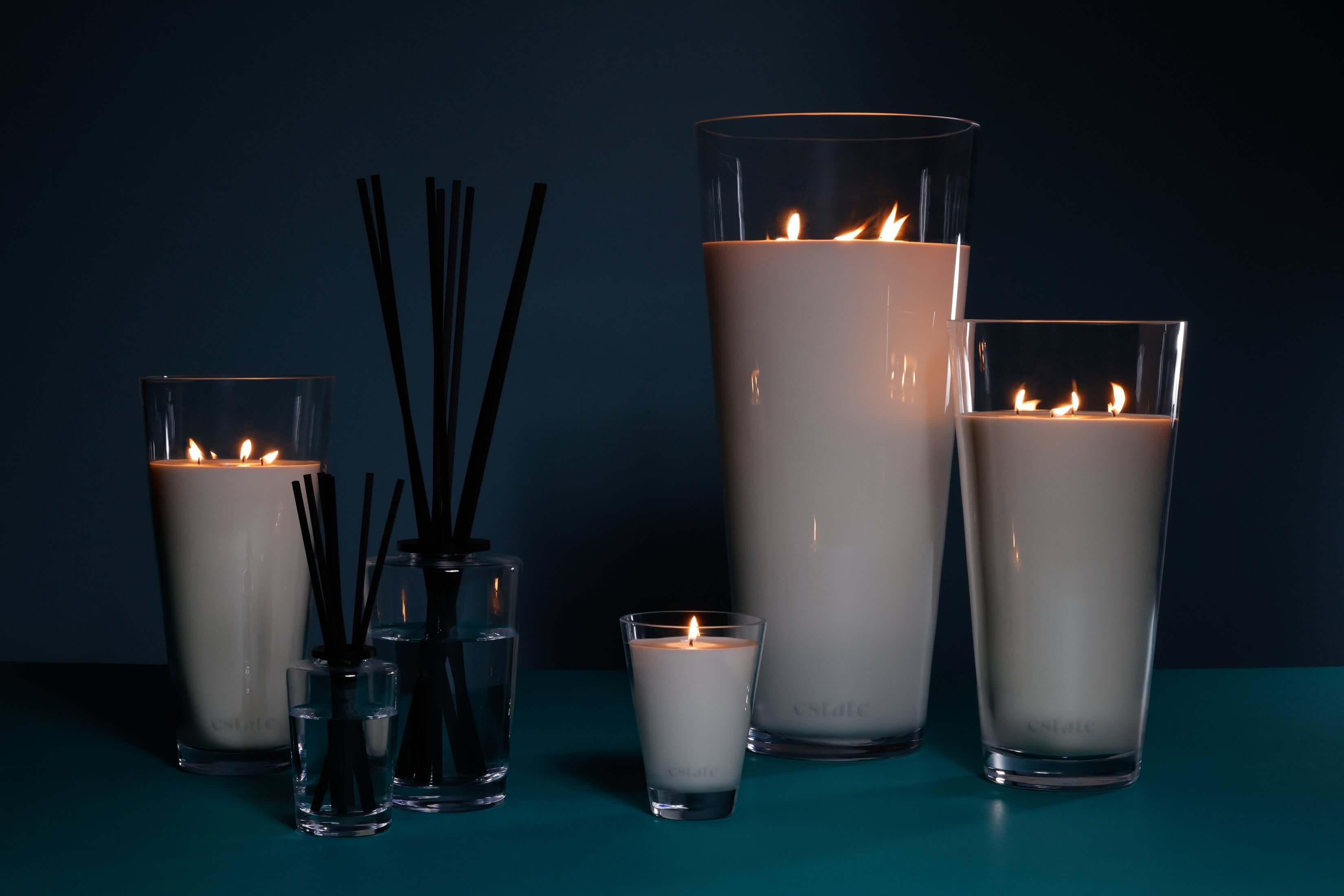 Estate Candle Collection - Clear - Aqua - Candles by Carlyle Avenue