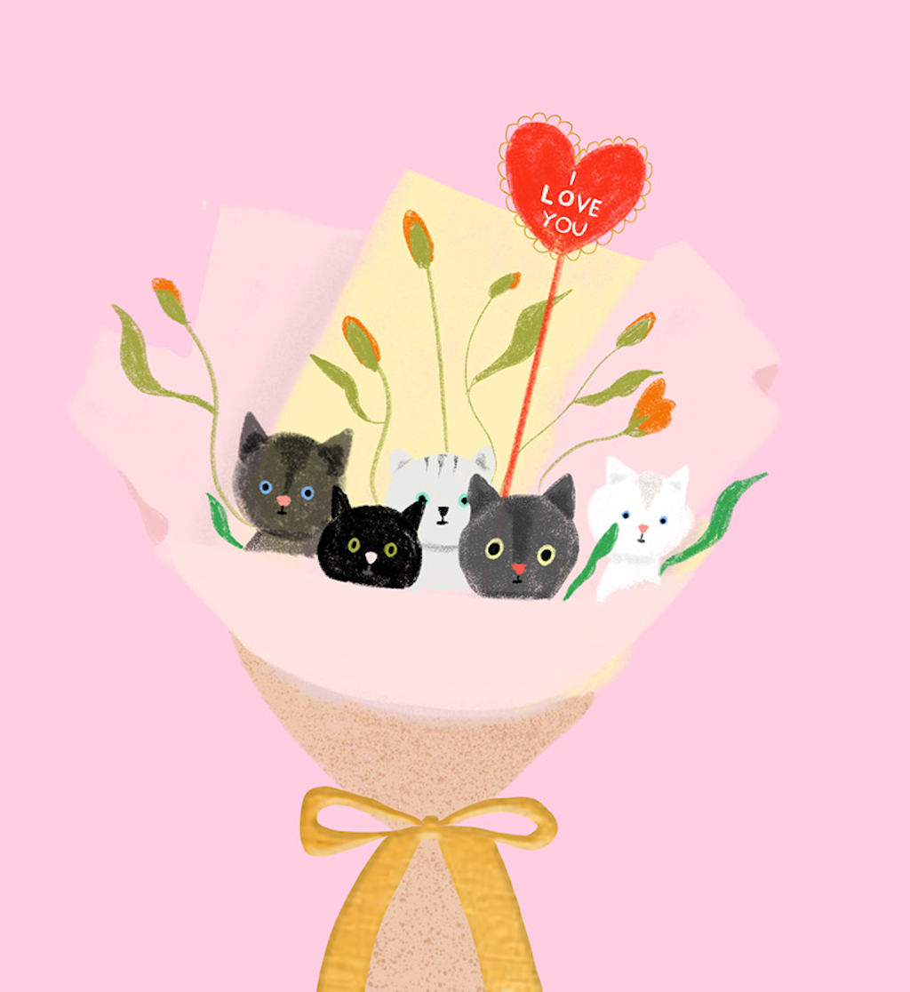 CAT BOUQUET - Love Card