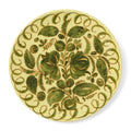 Amalfi Dinner Plate Lime - 10.6" Diameter featuring a floral design in green on a light yellow background.