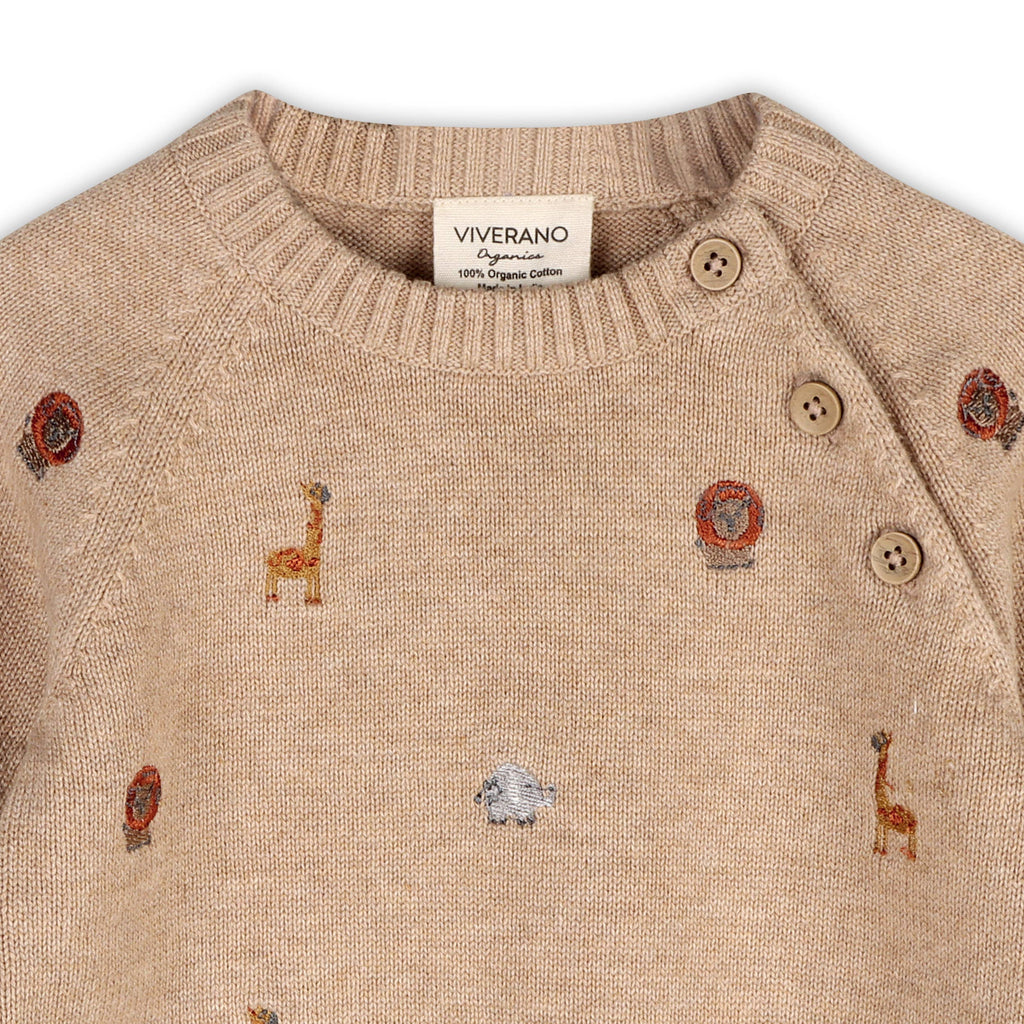 Mini Safari Animal Embroidered Raglan Baby Pullover(Organic) -  by Carlyle Avenue