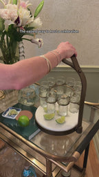 Tequilero 10 Shot Tequila Set with Marble Cutting Board - Gold
