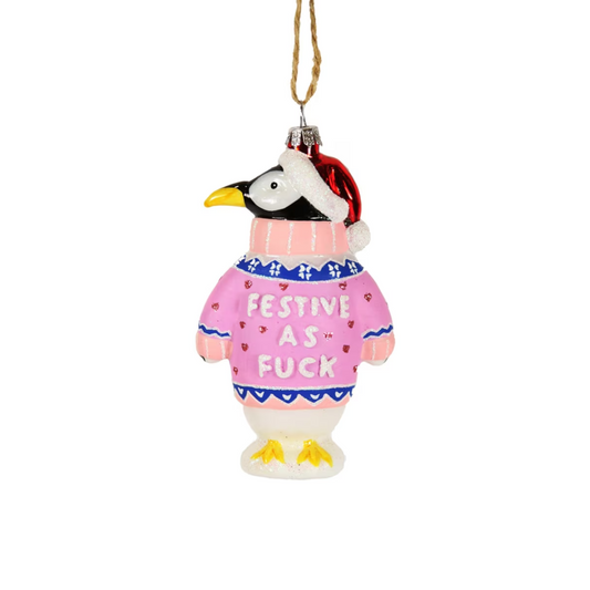 Festive Sweater Penguin Ornament