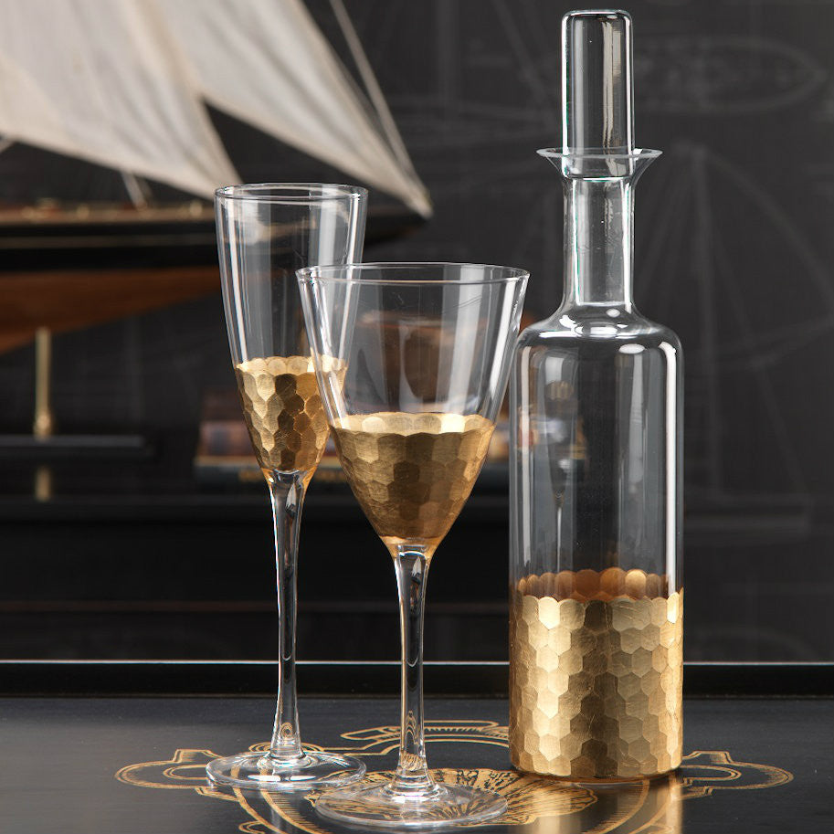 Gold Leaf Fez Stemware - Set of 4 - CARLYLE AVENUE