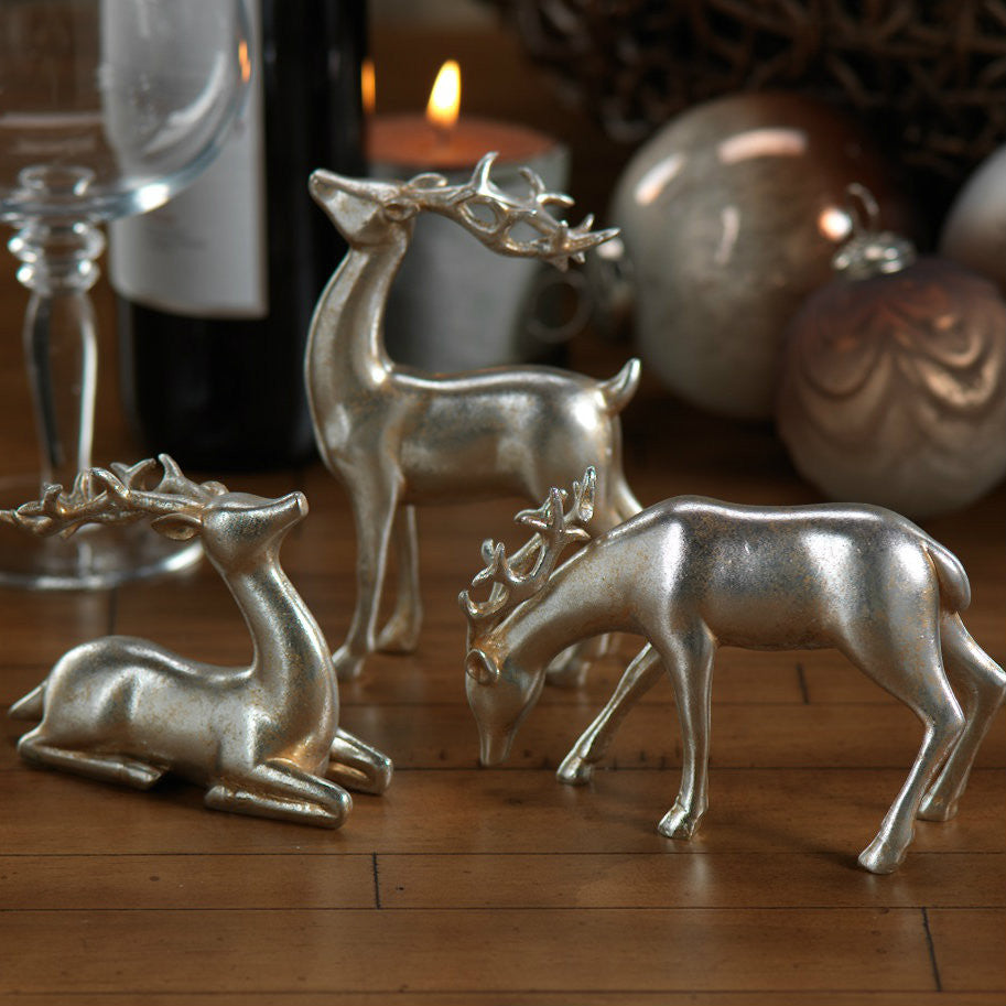 Decorative Silver Reindeer in Assorted Sizes - Set of 3 - CARLYLE AVENUE