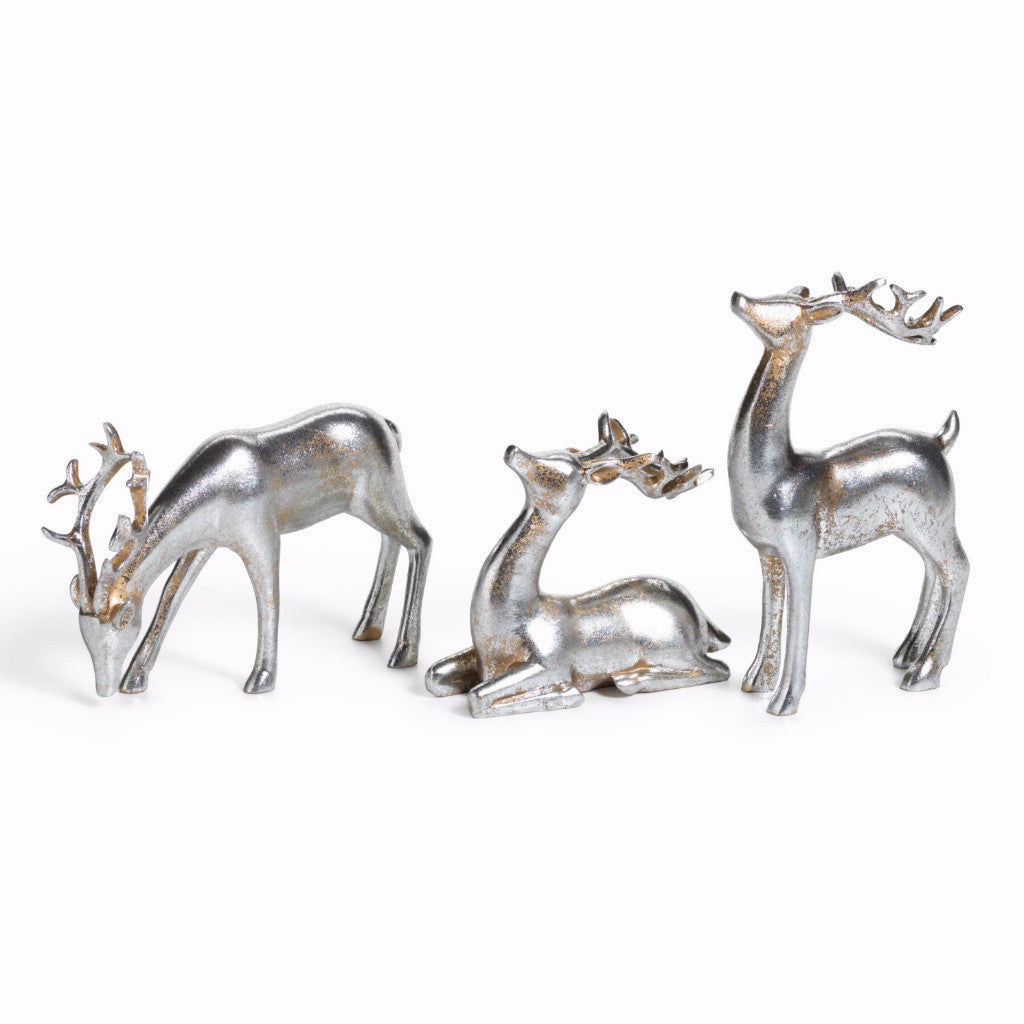 Decorative Silver Reindeer in Assorted Sizes - Set of 3 - CARLYLE AVENUE