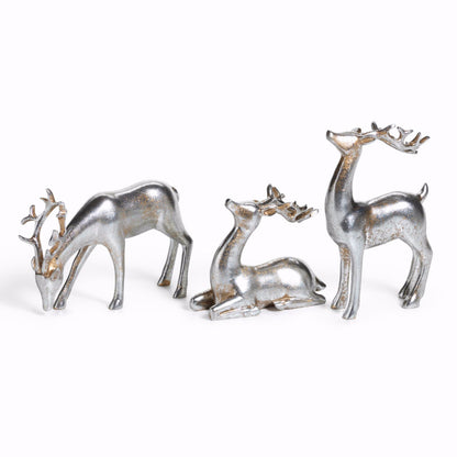 Decorative Silver Reindeer in Assorted Sizes - Set of 3 - Holiday Decor by Carlyle Avenue