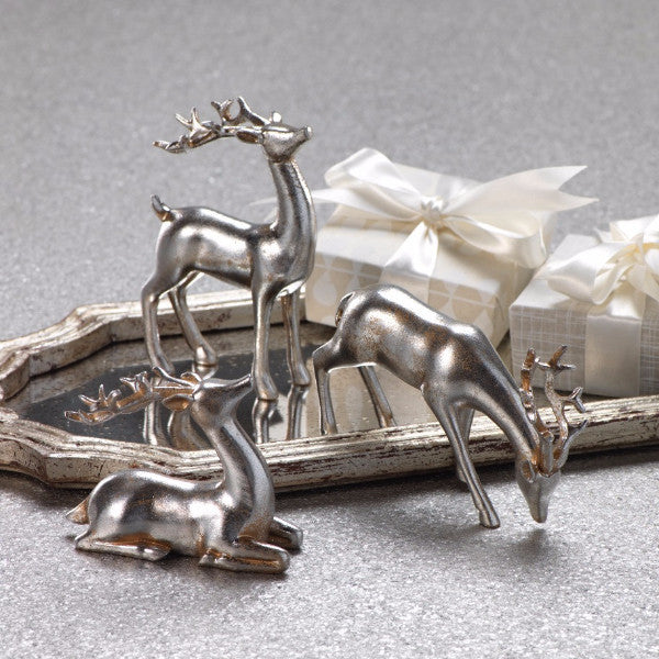 Decorative Silver Reindeer in Assorted Sizes - Set of 3 - Holiday Decor by Carlyle Avenue