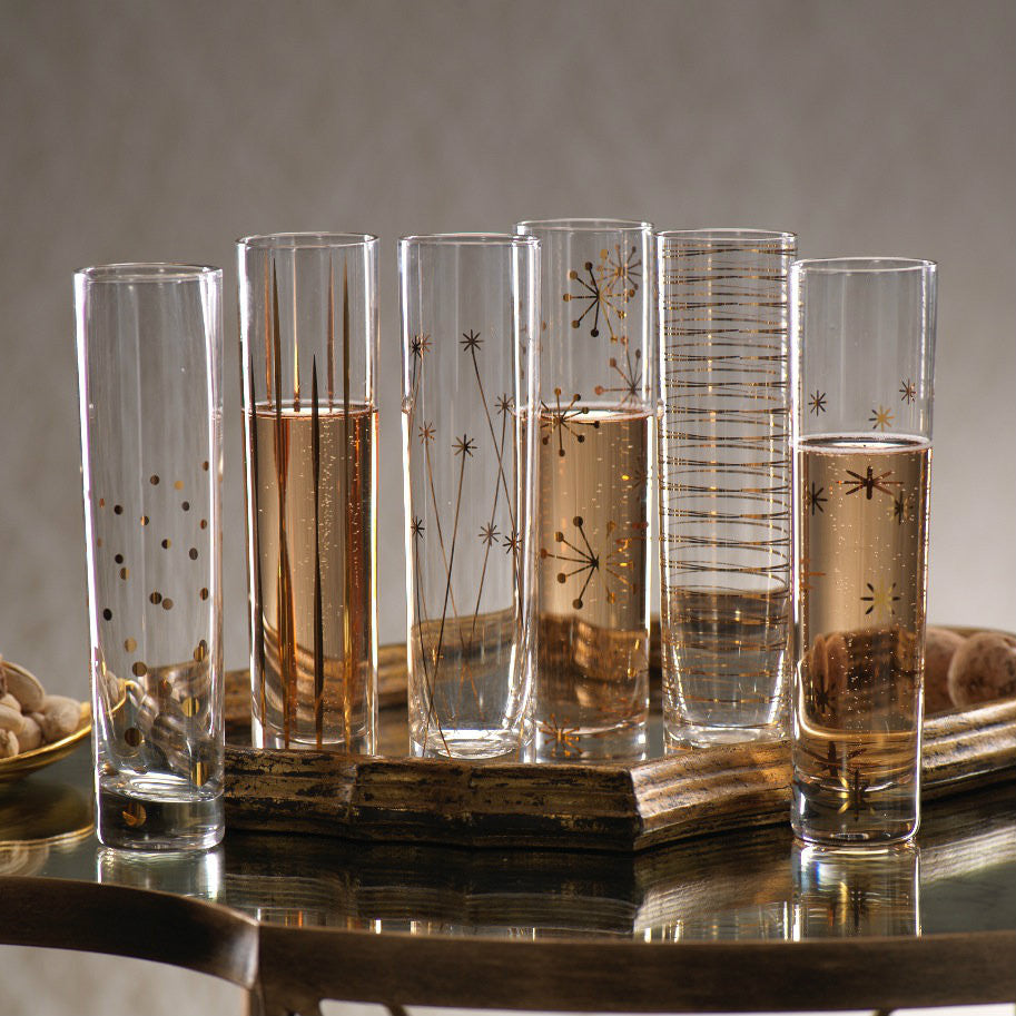 La Fête Golden Champagne Flutes - Set of 6 - CARLYLE AVENUE