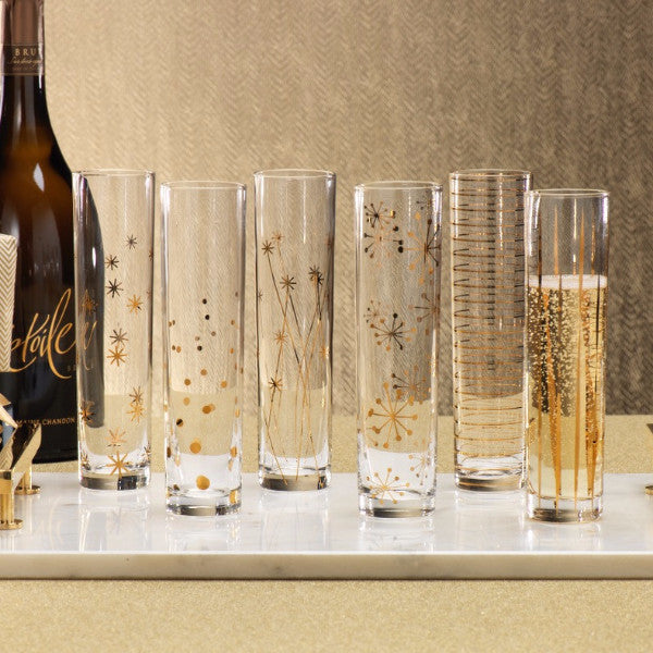 La Fête Golden Champagne Flutes - Set of 6 - Glassware by Carlyle Avenue