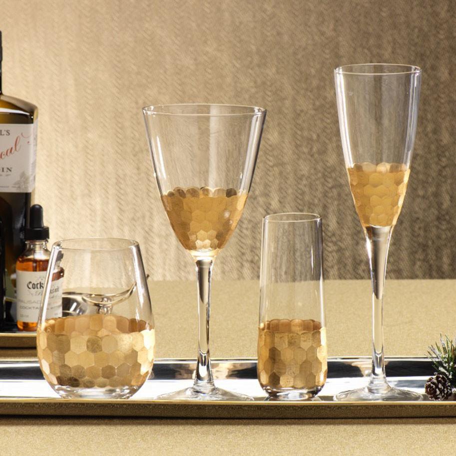 Fez Stemless Flute - Gold - Set of 6 - Drinkware by Carlyle Avenue