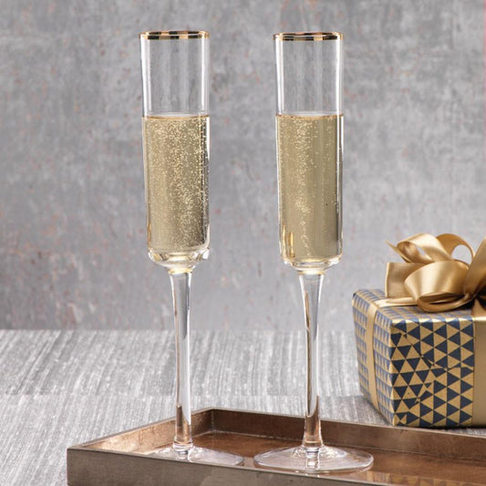 Tall Flutes with Gold Rim - Set of 6 - Stemware by Carlyle Avenue