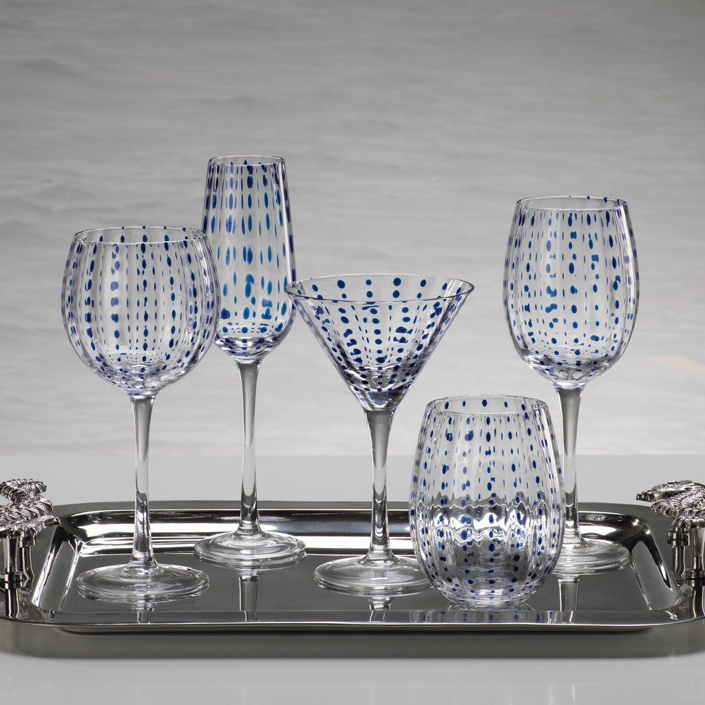 Blue Dots Stemless Glass - Set of 6 - Drinkware by Carlyle Avenue