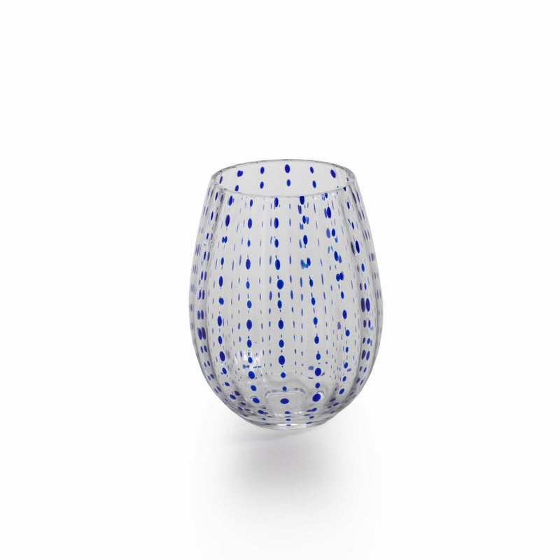 Blue Dots Stemless Glass - Set of 6 - Drinkware by Carlyle Avenue