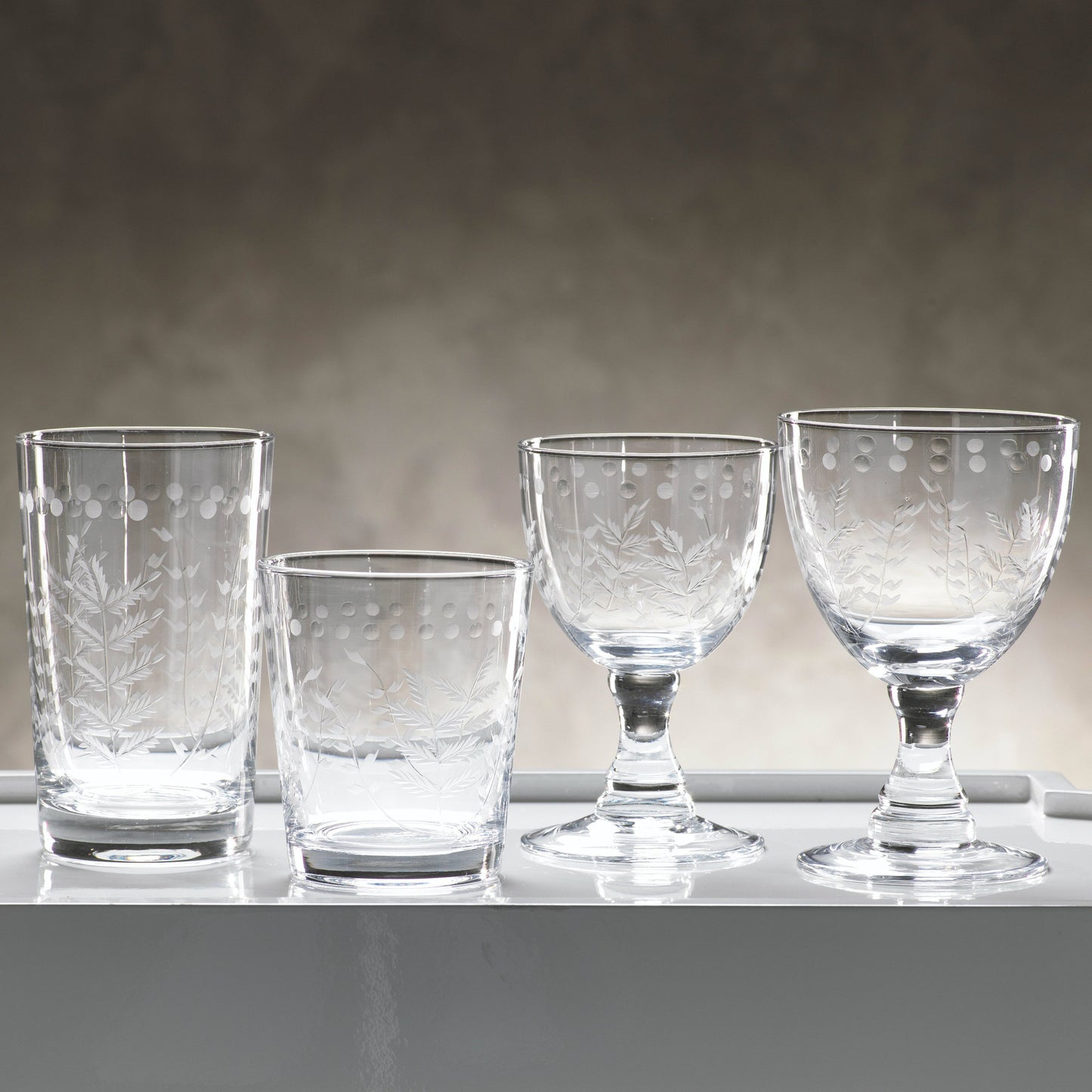 Spring Leaves Glassware - Set of 4 - CARLYLE AVENUE