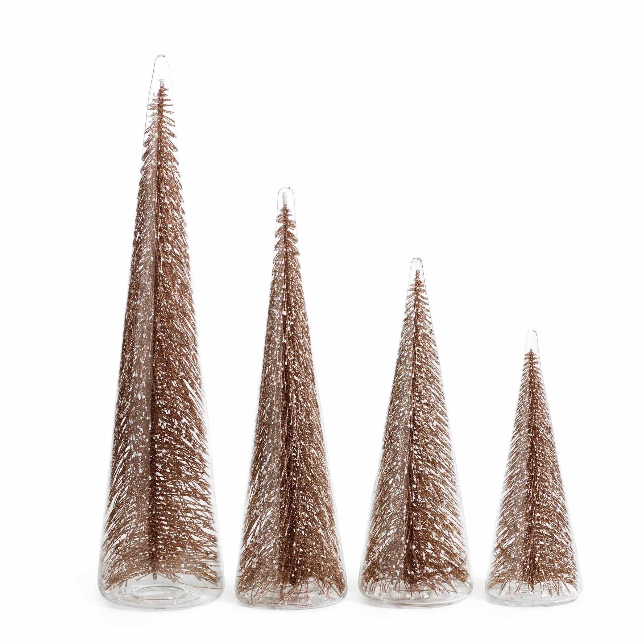 Clear Glass Decorative Tree with Glitter - Champagne - Holiday Decor by Carlyle Avenue