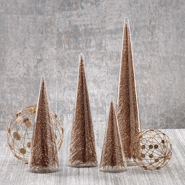 Clear Glass Decorative Tree with Glitter - Champagne - Holiday Decor by Carlyle Avenue