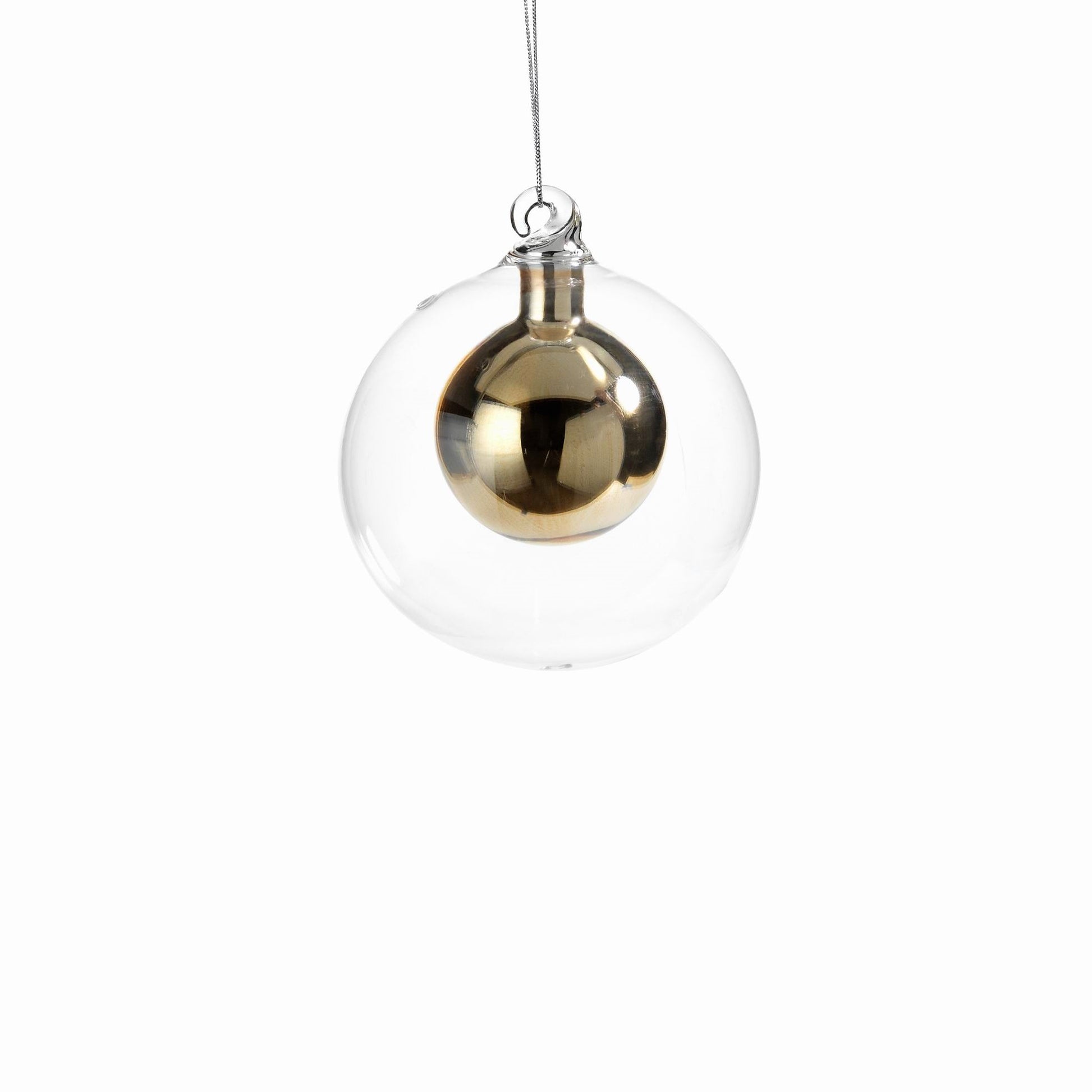 Double Glass Ball Ornament - Gold - CARLYLE AVENUE